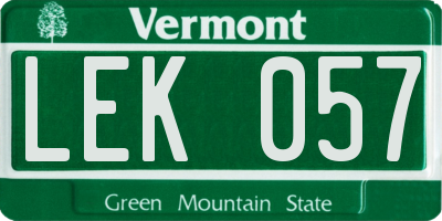 VT license plate LEK057