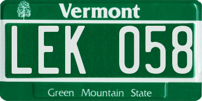 VT license plate LEK058