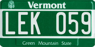 VT license plate LEK059