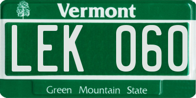 VT license plate LEK060