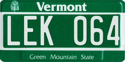 VT license plate LEK064