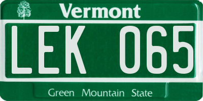 VT license plate LEK065