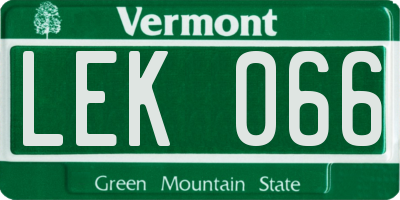 VT license plate LEK066