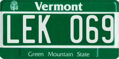 VT license plate LEK069