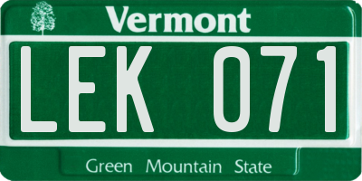 VT license plate LEK071