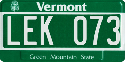VT license plate LEK073