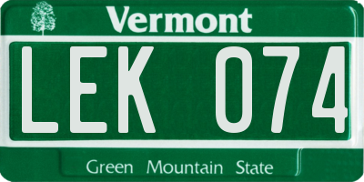 VT license plate LEK074