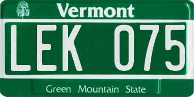 VT license plate LEK075