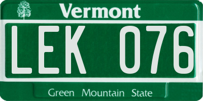 VT license plate LEK076