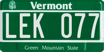 VT license plate LEK077