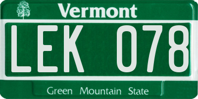 VT license plate LEK078