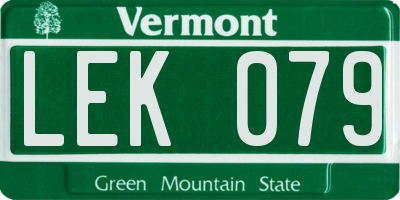 VT license plate LEK079