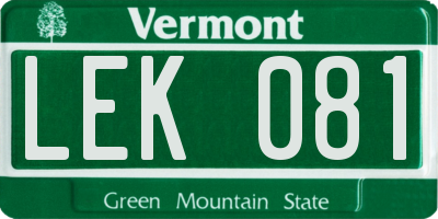 VT license plate LEK081