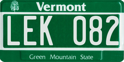 VT license plate LEK082