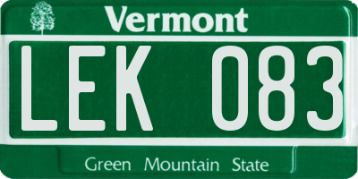 VT license plate LEK083