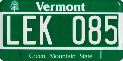 VT license plate LEK085