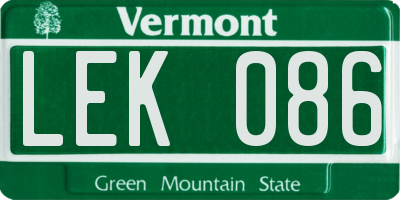 VT license plate LEK086