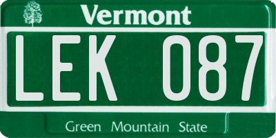 VT license plate LEK087