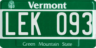 VT license plate LEK093