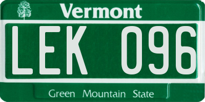 VT license plate LEK096