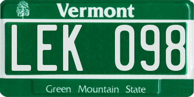 VT license plate LEK098