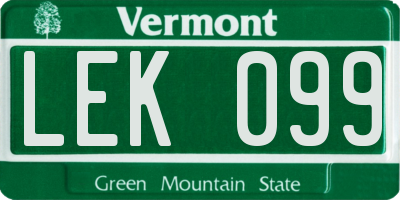 VT license plate LEK099