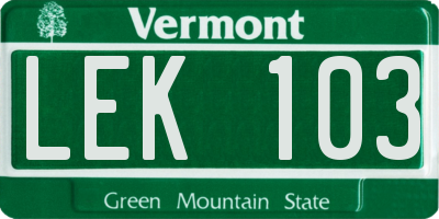 VT license plate LEK103