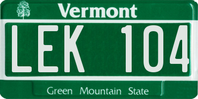 VT license plate LEK104