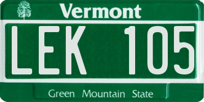 VT license plate LEK105