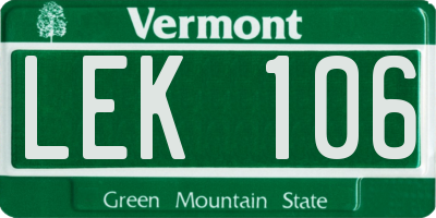VT license plate LEK106