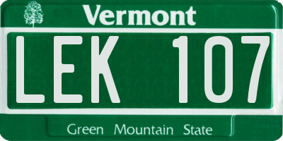 VT license plate LEK107