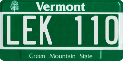VT license plate LEK110
