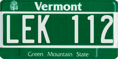 VT license plate LEK112