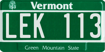 VT license plate LEK113