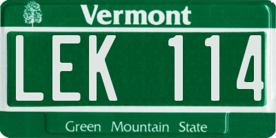 VT license plate LEK114