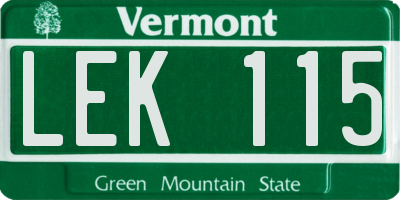 VT license plate LEK115