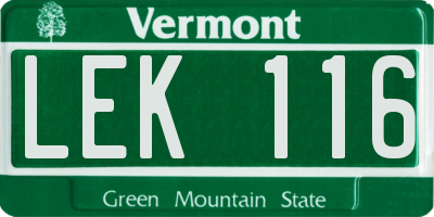 VT license plate LEK116