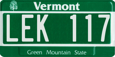 VT license plate LEK117