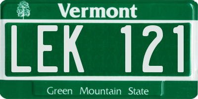 VT license plate LEK121