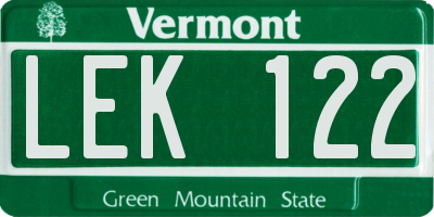 VT license plate LEK122