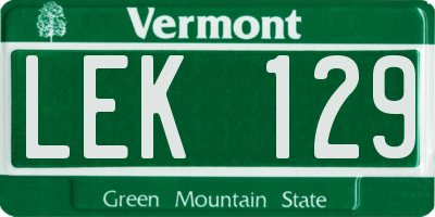 VT license plate LEK129