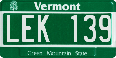VT license plate LEK139