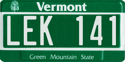VT license plate LEK141