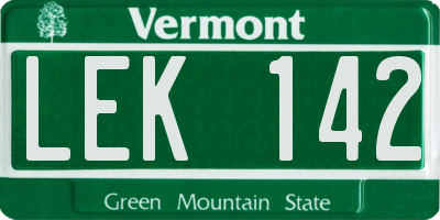 VT license plate LEK142