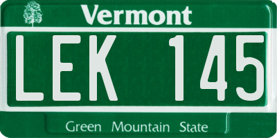VT license plate LEK145