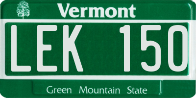VT license plate LEK150