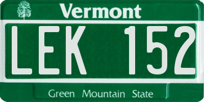 VT license plate LEK152