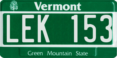 VT license plate LEK153
