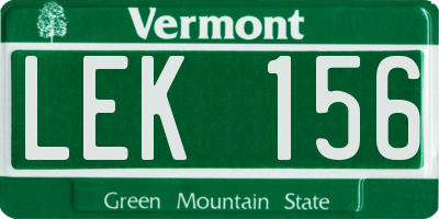 VT license plate LEK156