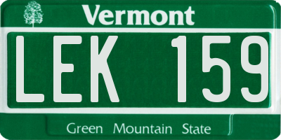 VT license plate LEK159